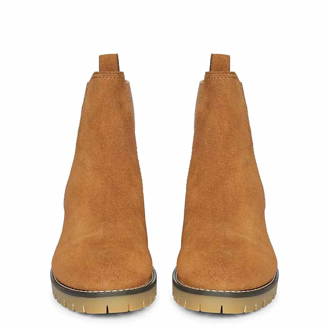 Rosetta Tan Suede Ankle Boots - Image 4