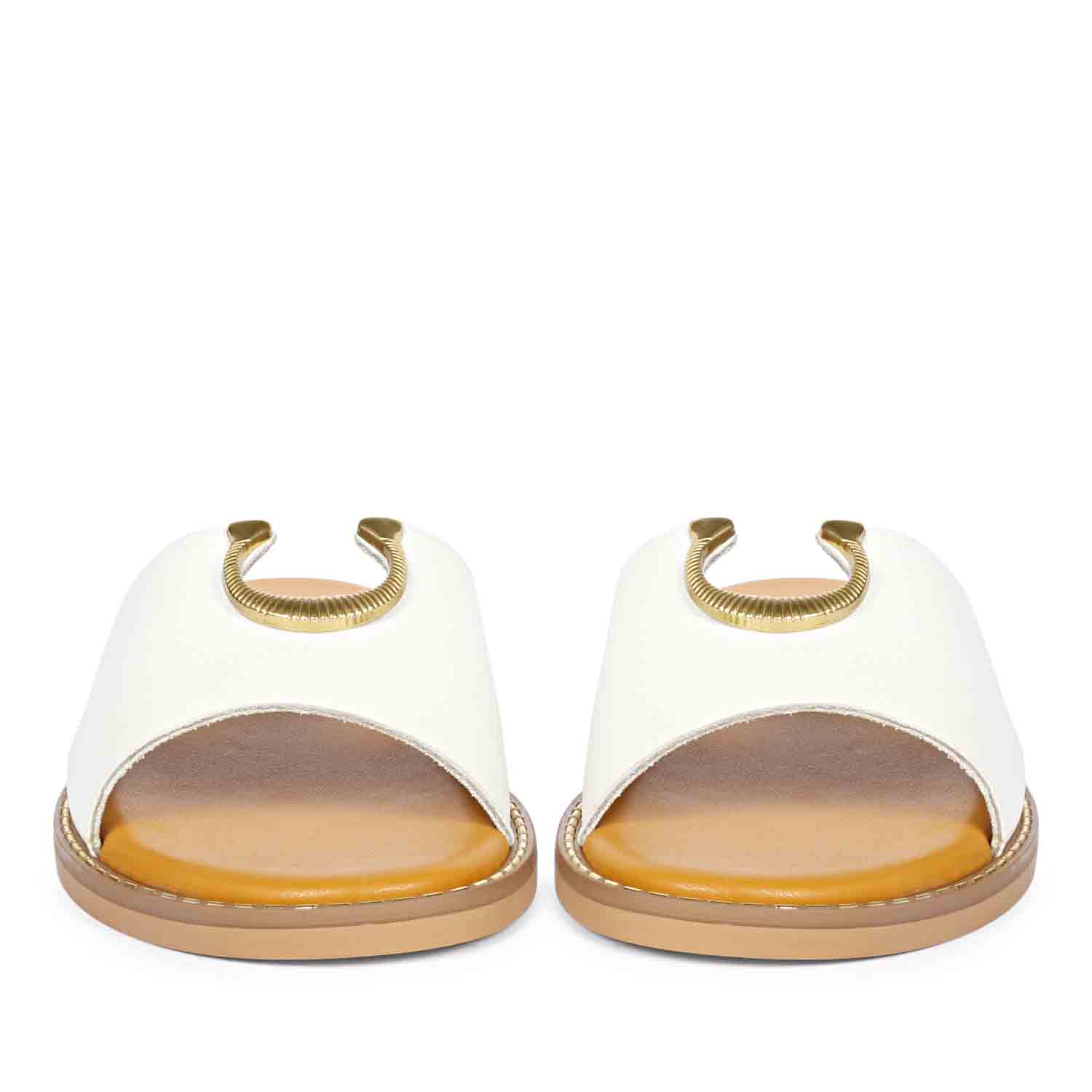 ViviBlu White Leather Flat Sandals - Image 3