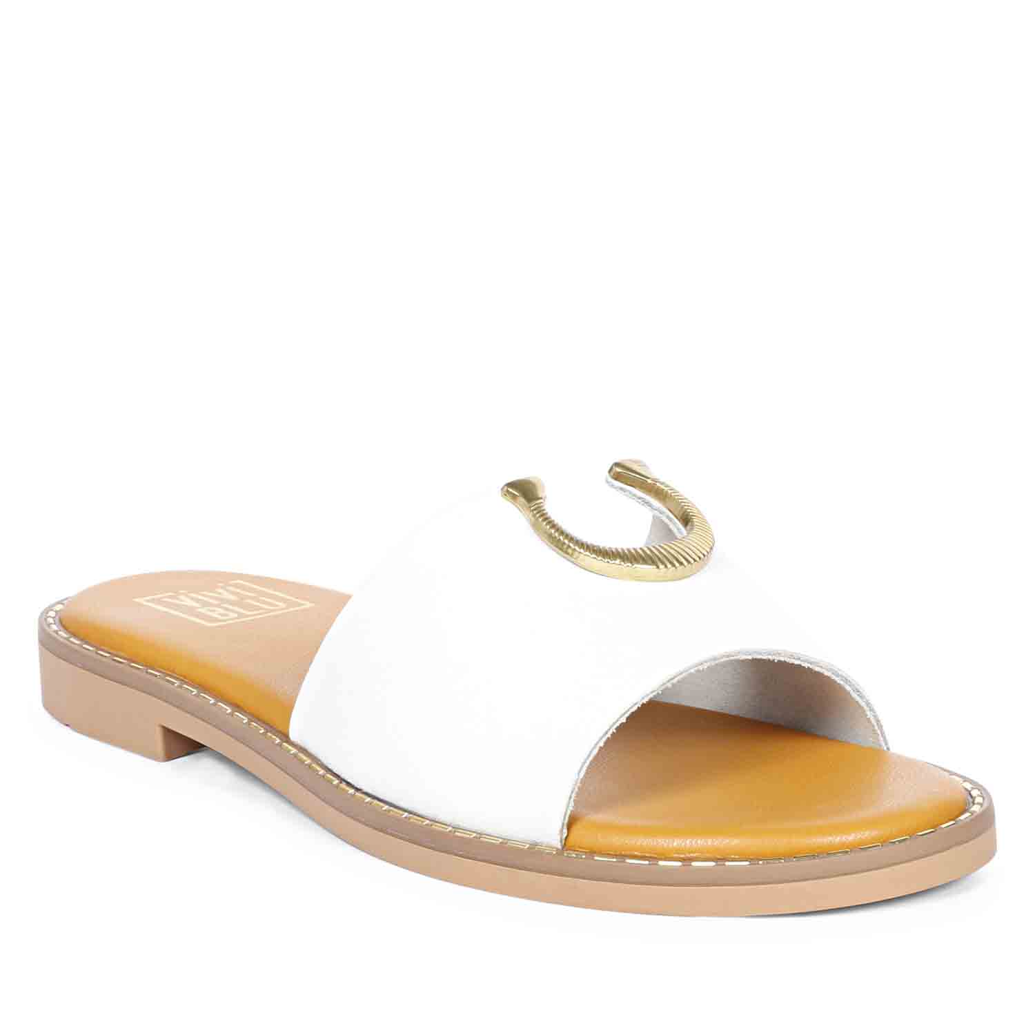 ViviBlu White Leather Flat Sandals - Image 7