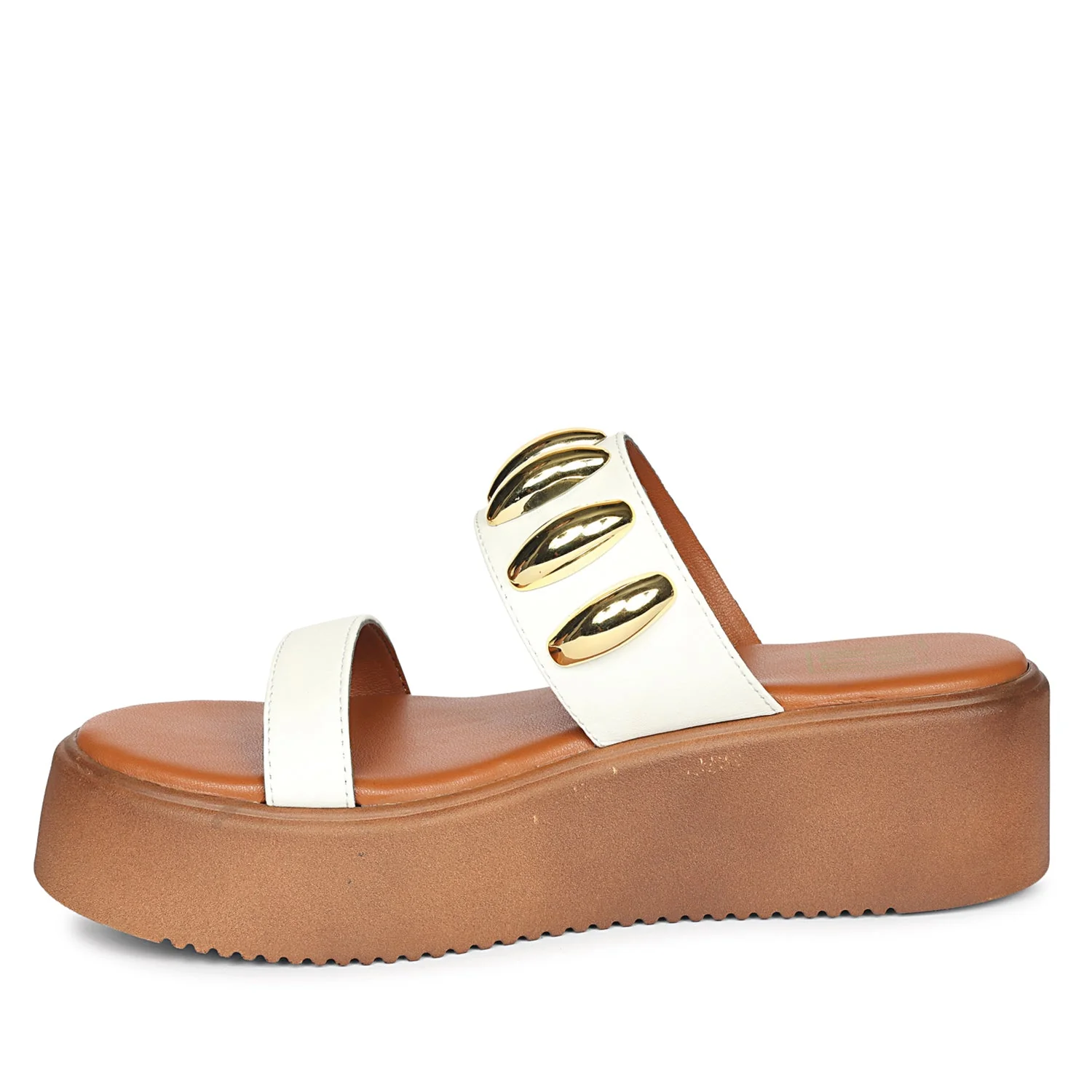 Elowen White Leather Paltform Sandals - Image 4