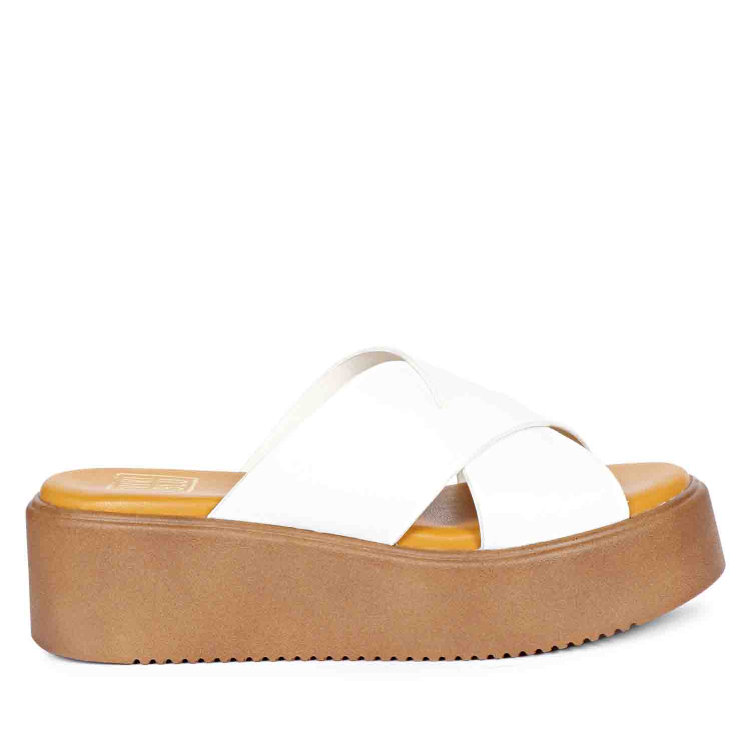 ViviBlu White Leather Platform Sandals