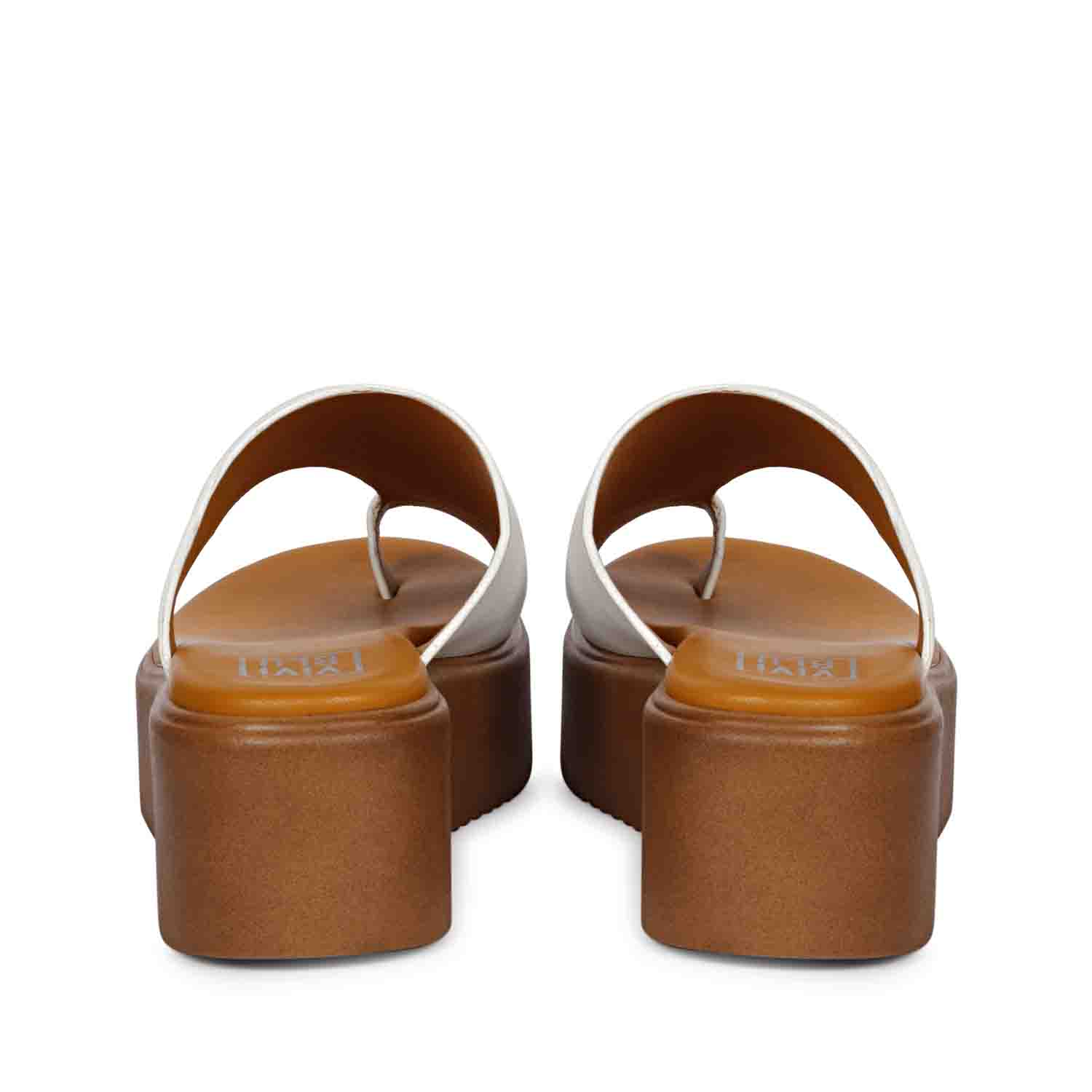 ViviBlu White Leather Platform Sandals - Image 5