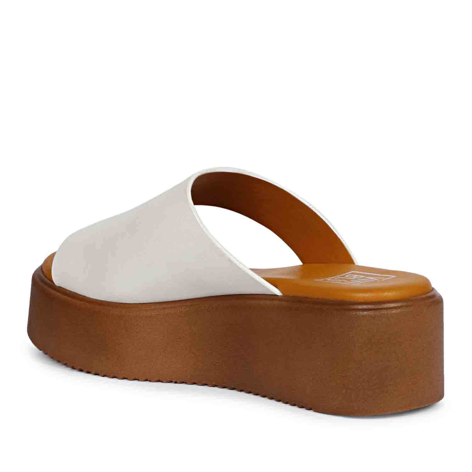 ViviBlu White Leather Platform Sandals - Image 9