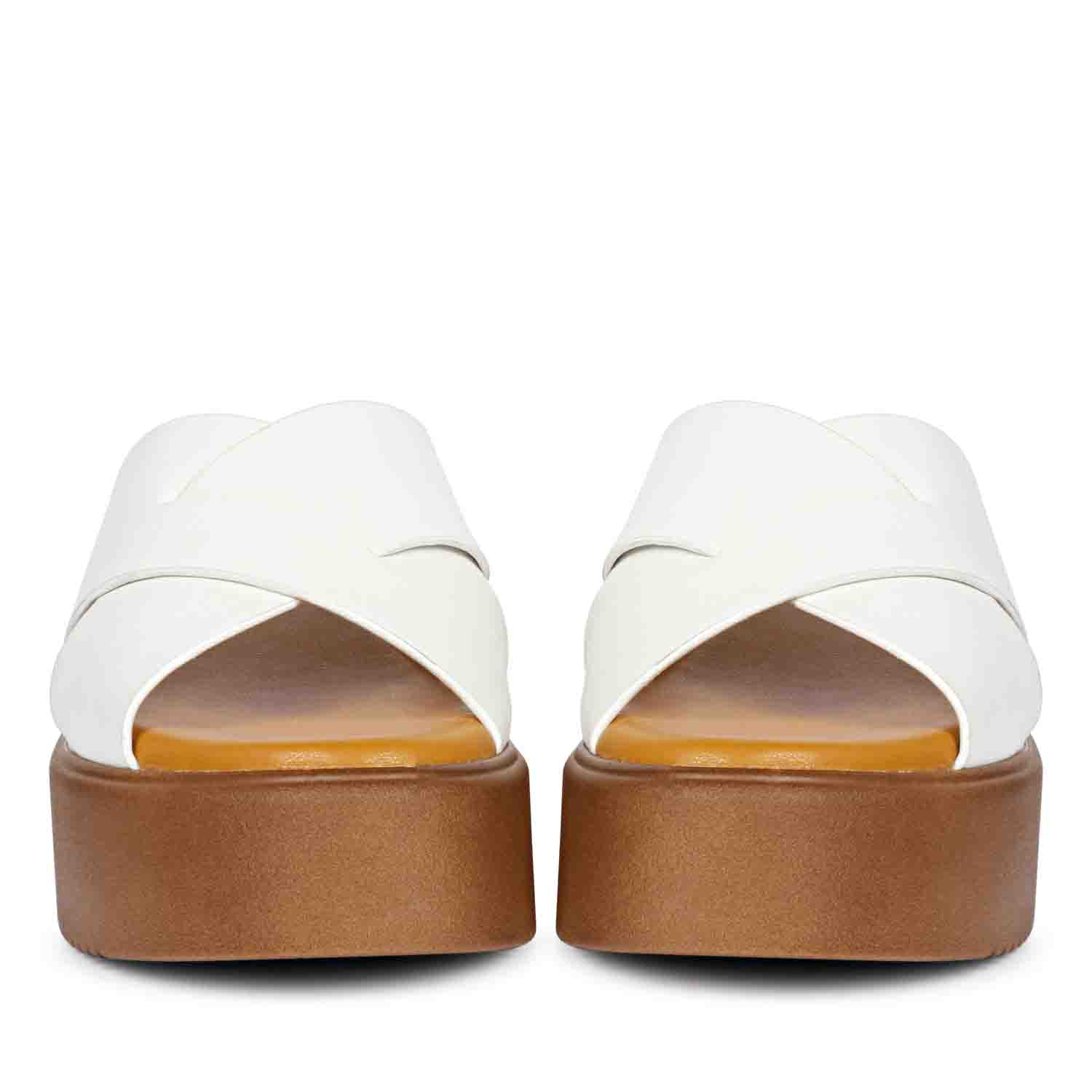 ViviBlu White Leather Platform Sandals - Image 3