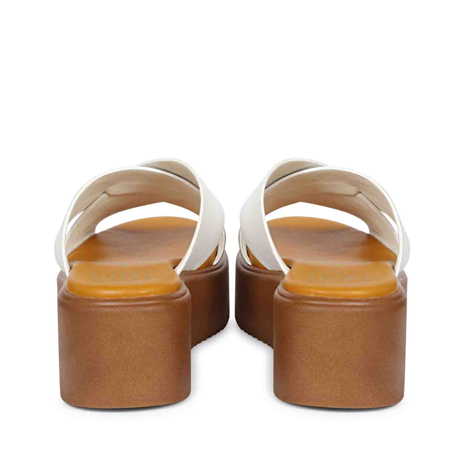 ViviBlu White Leather Platform Sandals - Image 5