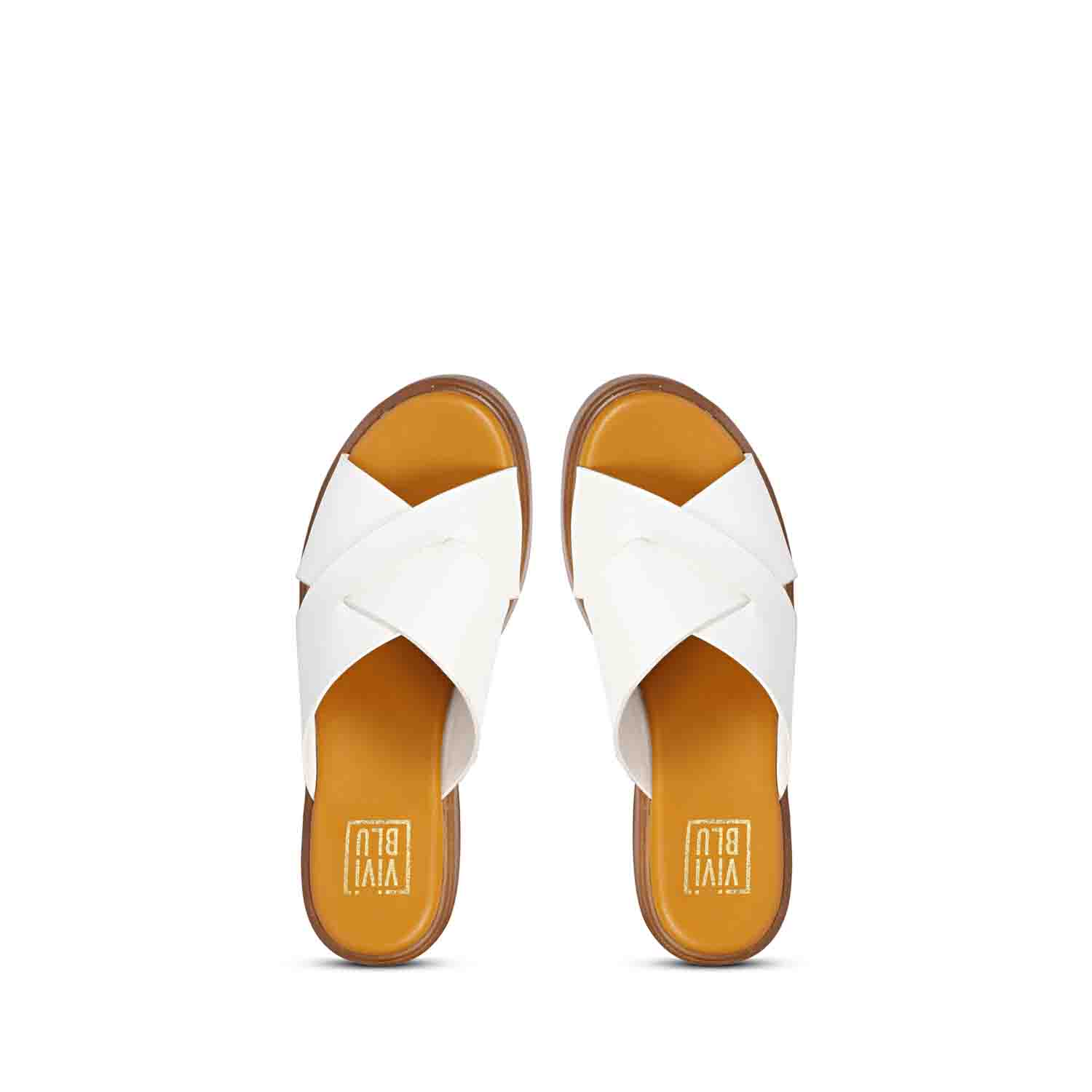 ViviBlu White Leather Platform Sandals - Image 6