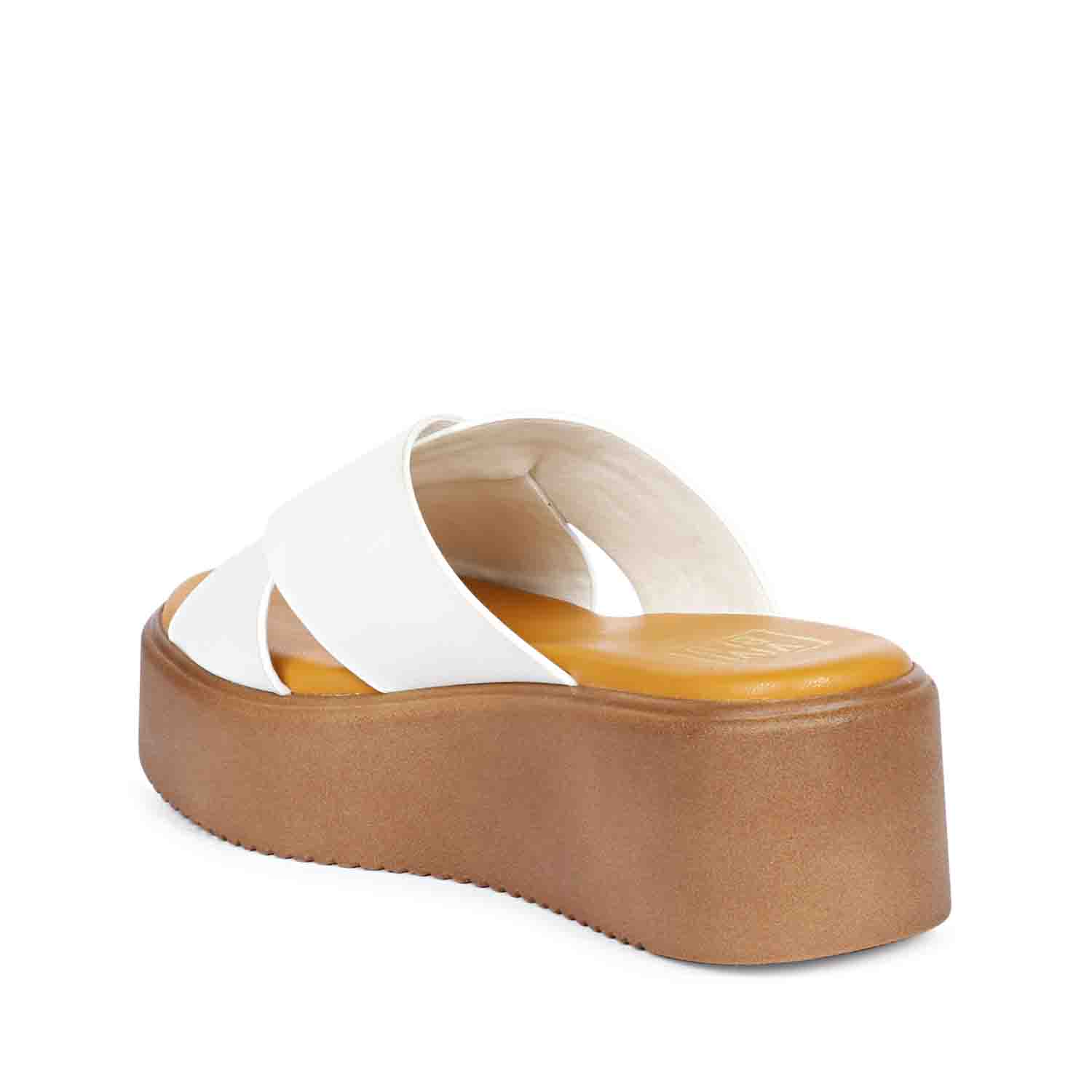 ViviBlu White Leather Platform Sandals - Image 9